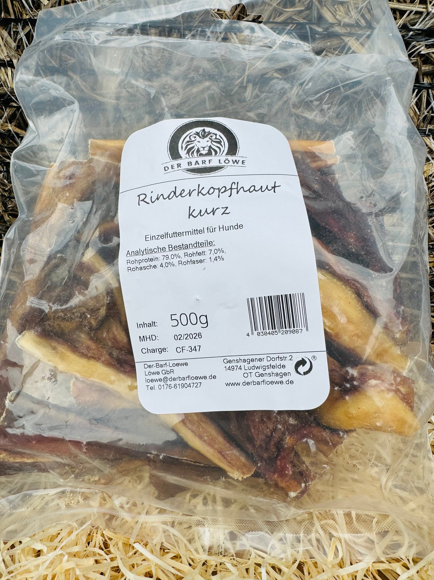 Rinderkopfhaut kurz - getrocknet 500g