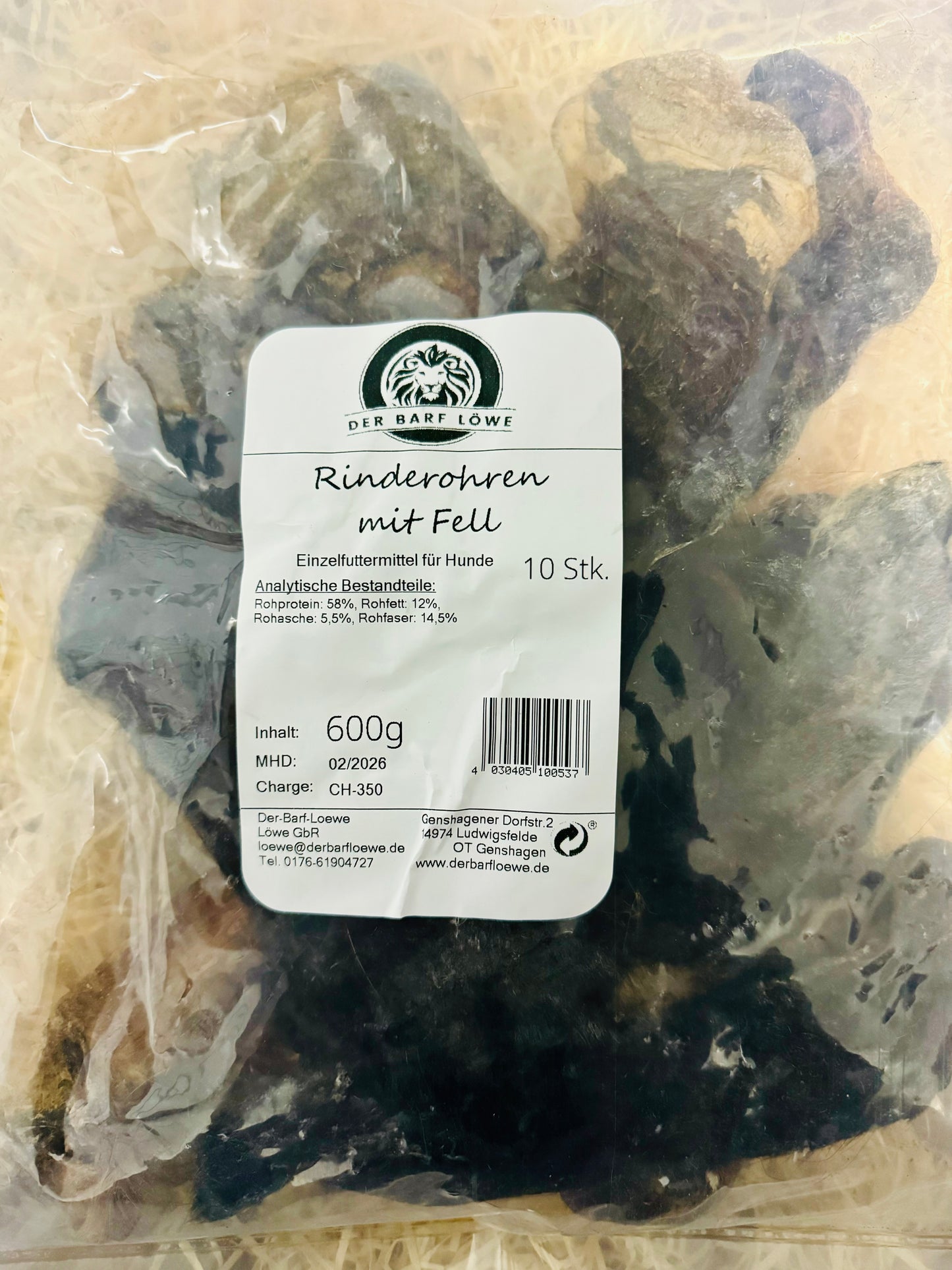 Rinderohren mit Fell 10 Stück