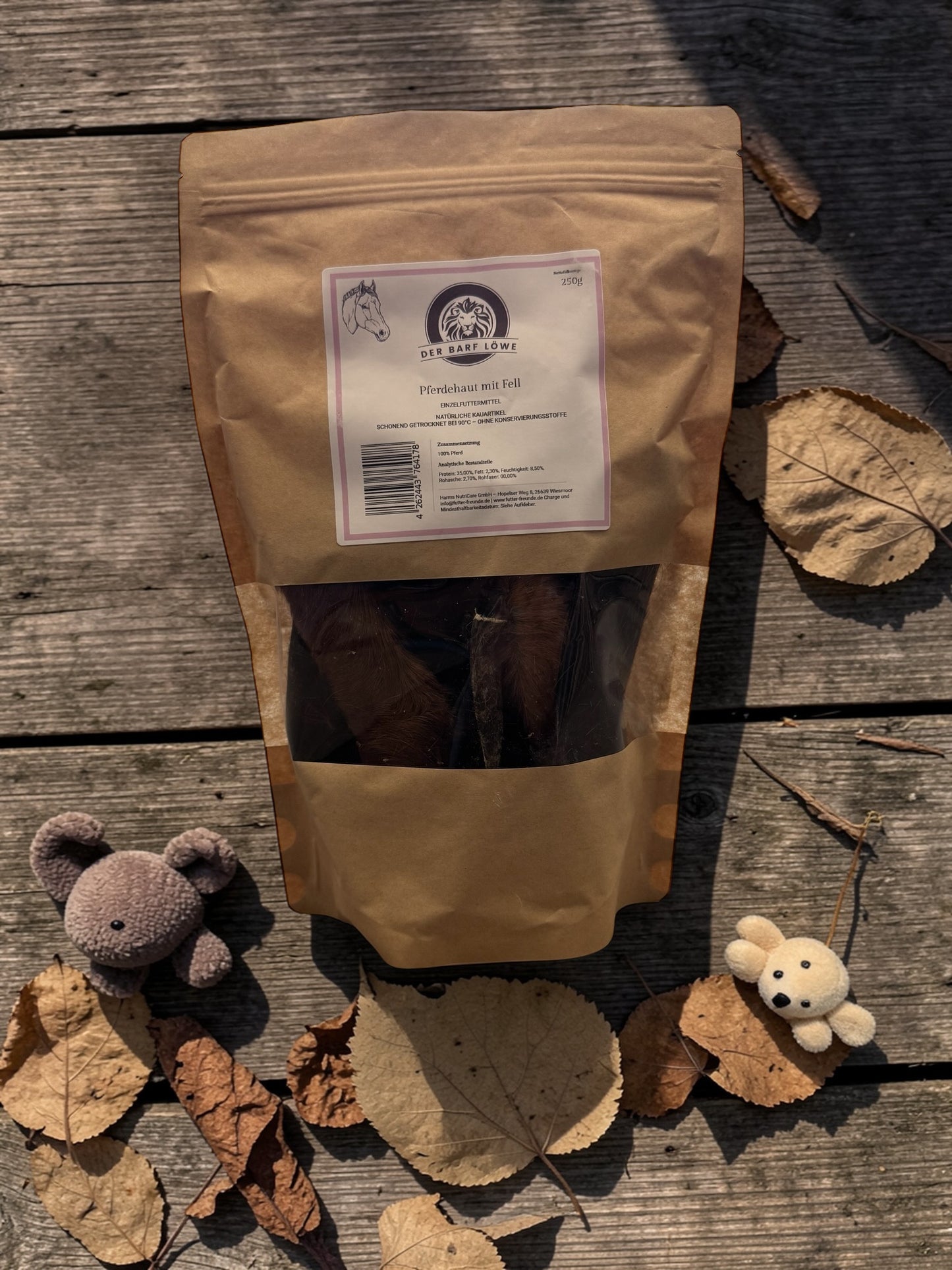 Pferdehaut mit Fell getrocknet 250g