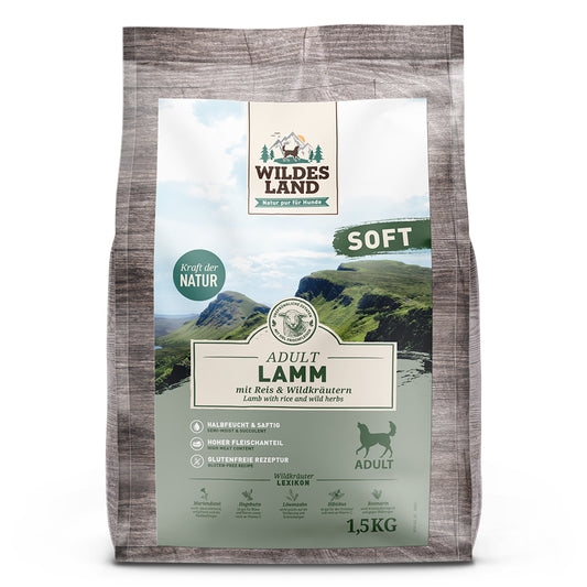 Wildes Land Soft Adult
Lamm mit Reis und Wildkräutern
1,5 kg