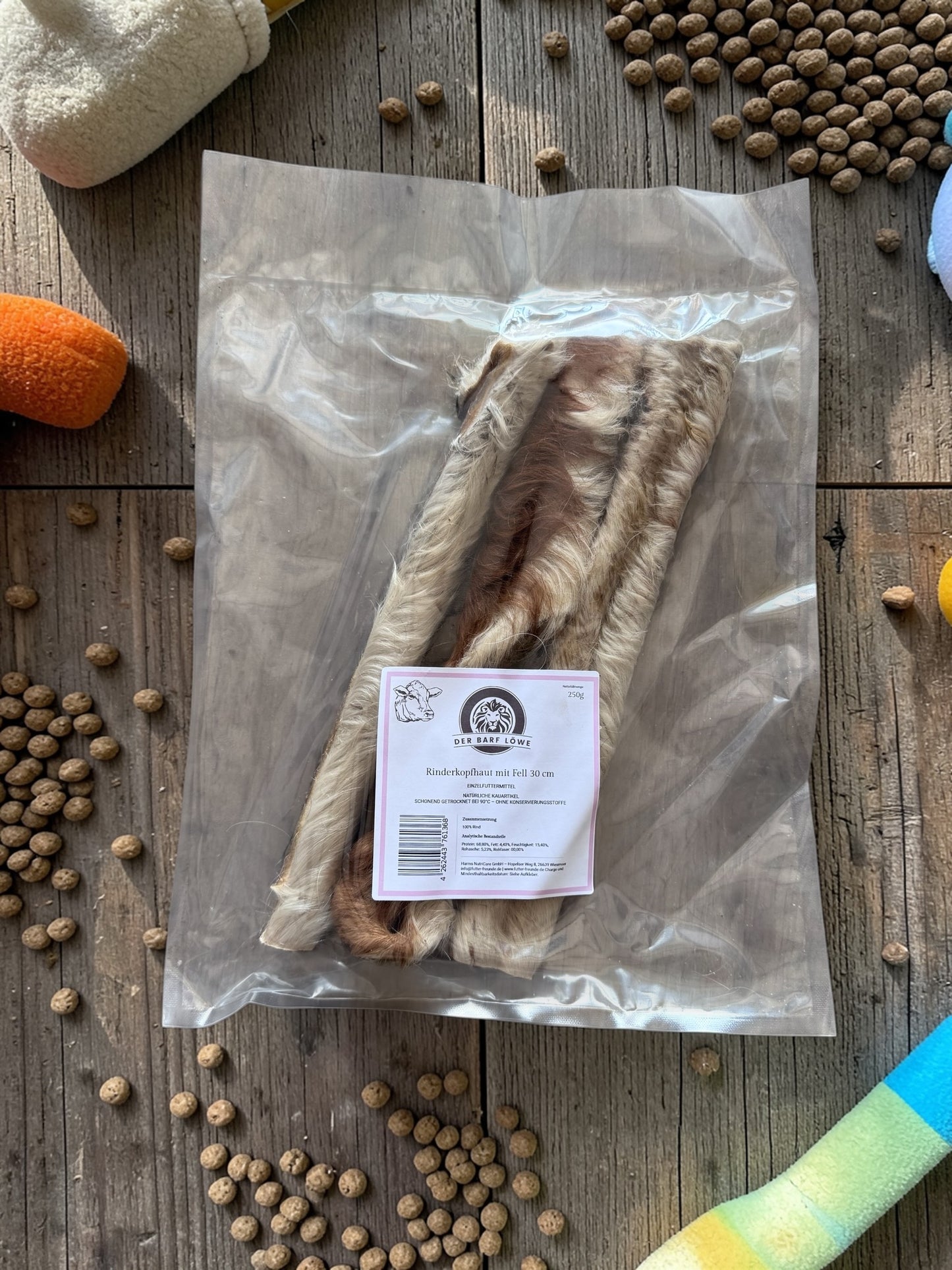 Rinderkopfhaut mit Fell 30cm getrocknet