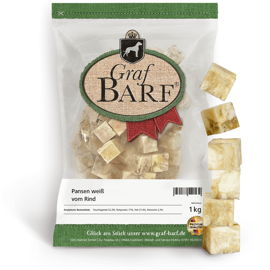 Pansen weiß Rind in Würfel 1000g Graf Barf