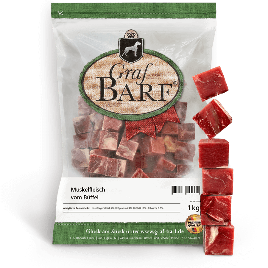 Muskelfleisch Büffel in Würfel 1000g Graf Barf