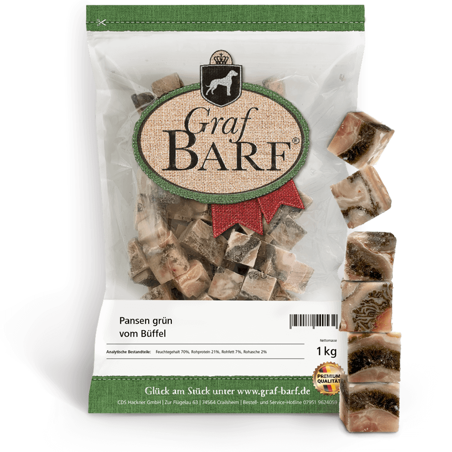 Pansen grün Büffel in Würfel 1000g Graf Barf