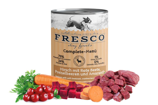 Fresco Complete Menü Hirsch mit Rote Beete, Preiselbeeren und Amaranth Dosen 400g