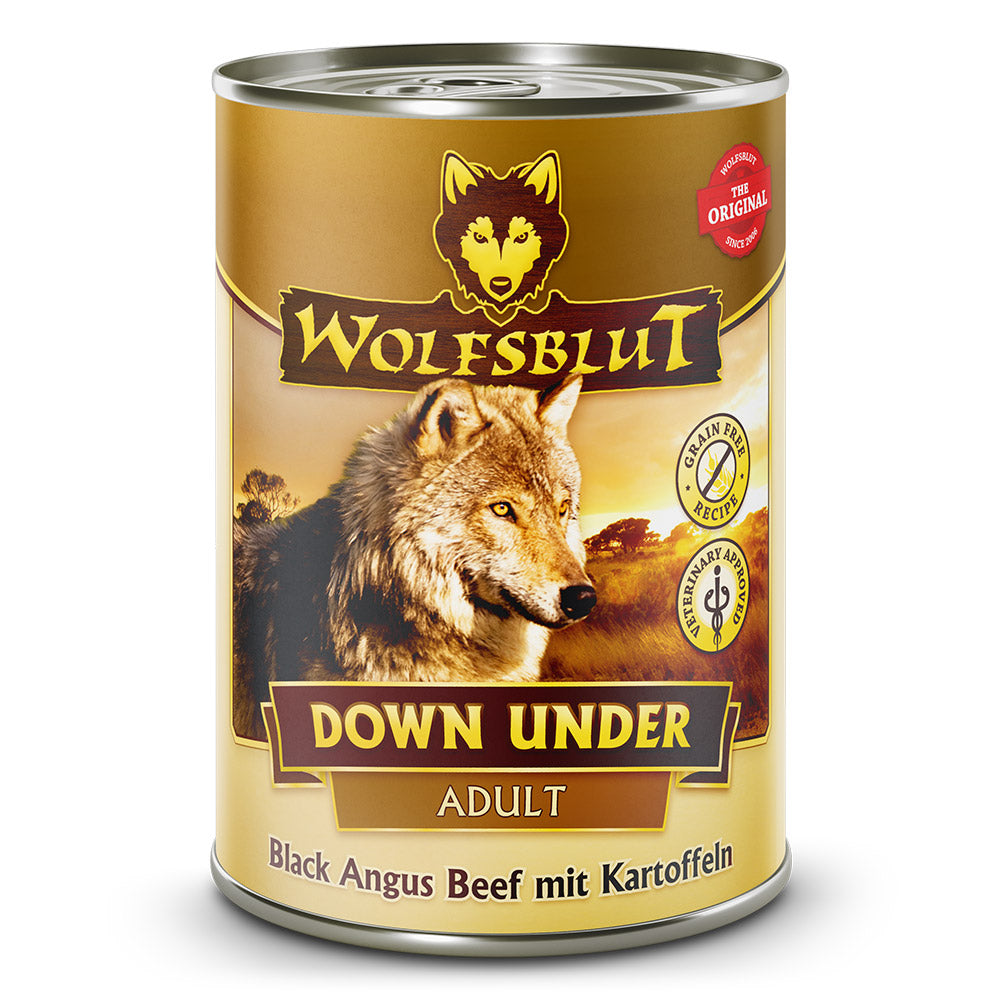 Wolfsblut Adult
Down Under - Black Angus Beef mit Kartoffeln Dose 395 g