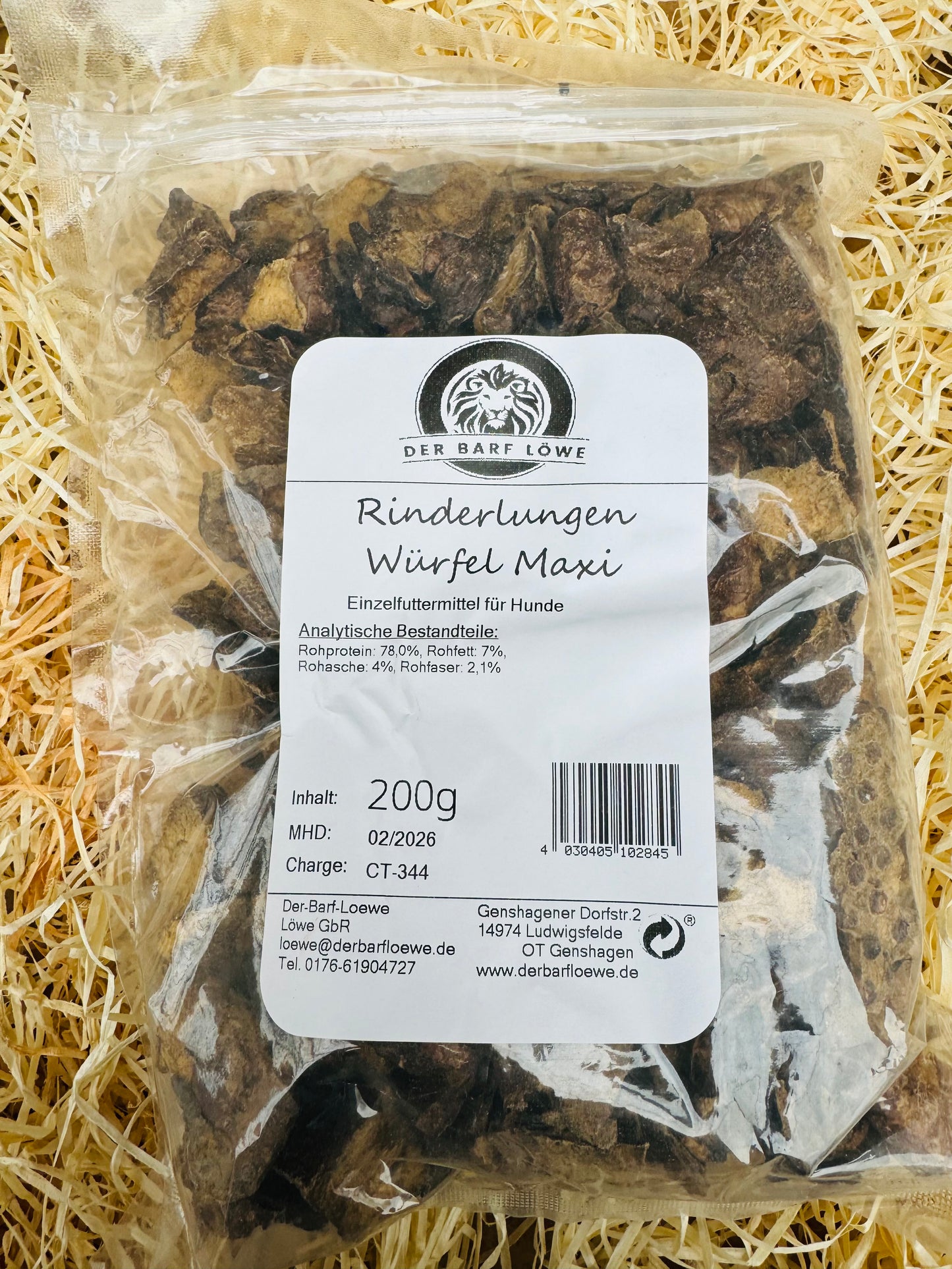 Rinderlungenwürfel Maxi - getrocknet 200g