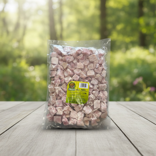 Hühnermuskelfleisch Würfel, roh 1000g - PAEX
