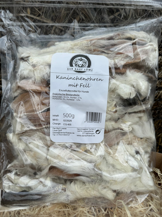 Kaninchenohren mit Fell 500g