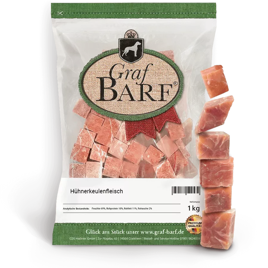 Hühnerkeulenfleisch in Würfel 1000g