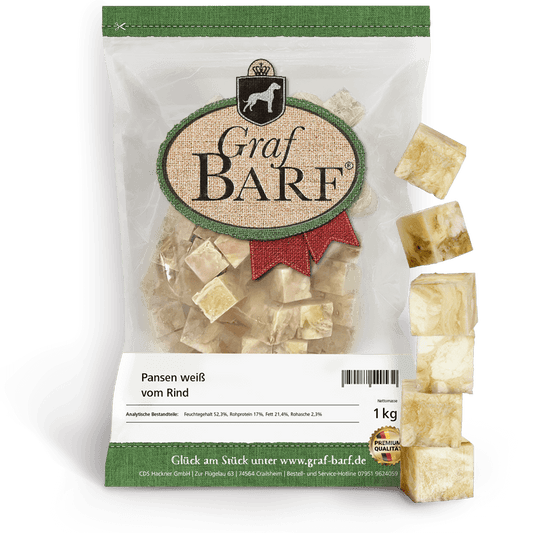 Pansen weiß Rind in Würfel 1000g Graf Barf
