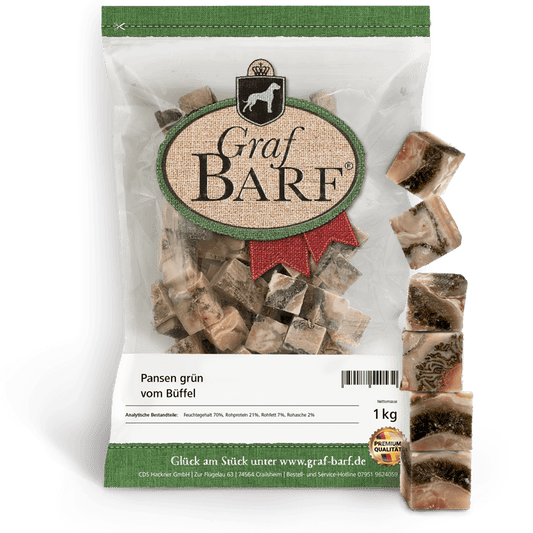 Pansen grün Büffel in Würfel 1000g Graf Barf