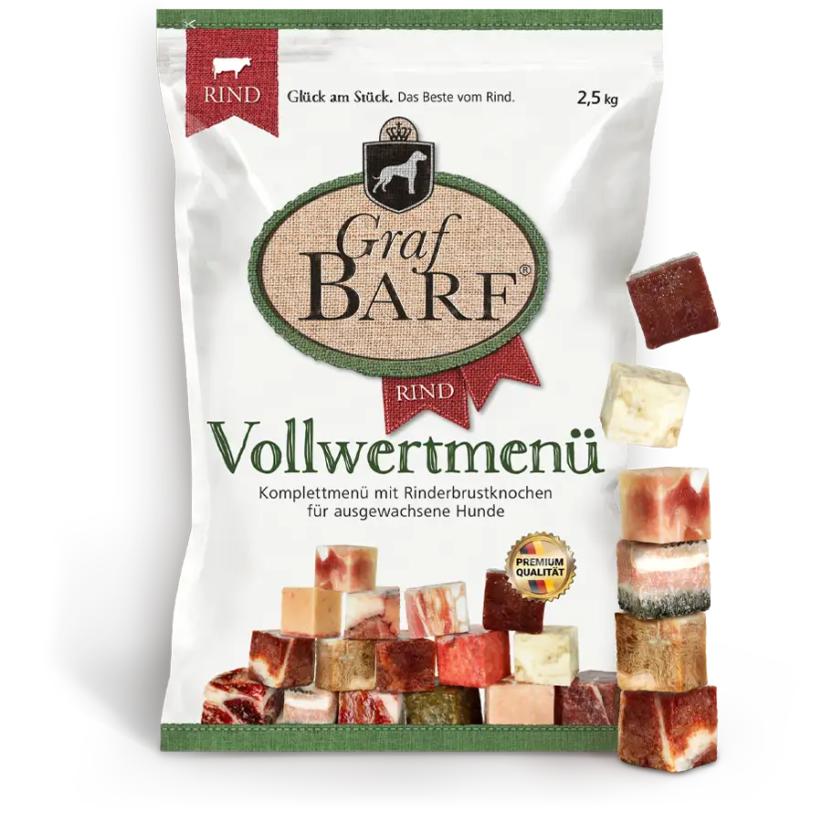 Vollwertmenü Rind in Würfel 2500g Graf Barf