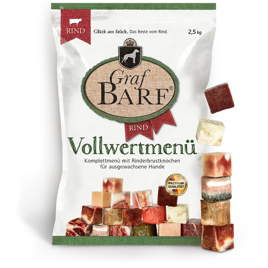 Vollwertmenü Rind in Würfel 2500g Graf Barf