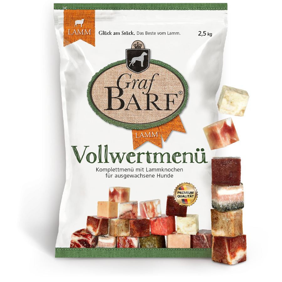 Vollwertmenü Lamm in Würfel 2500g Graf Barf