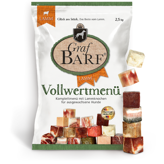 Vollwertmenü Lamm in Würfel 2500g Graf Barf