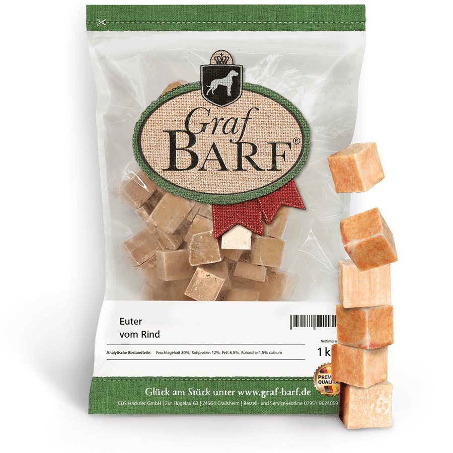 Euter Rind in Würfel 1000g Graf Barf