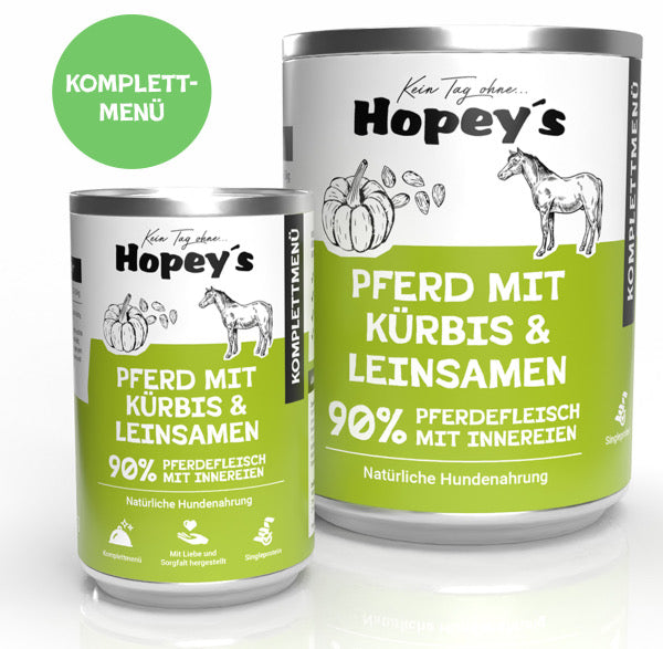 Dose Pferd mit Kürbis & Leinsamen 400g - Hopeyˋs