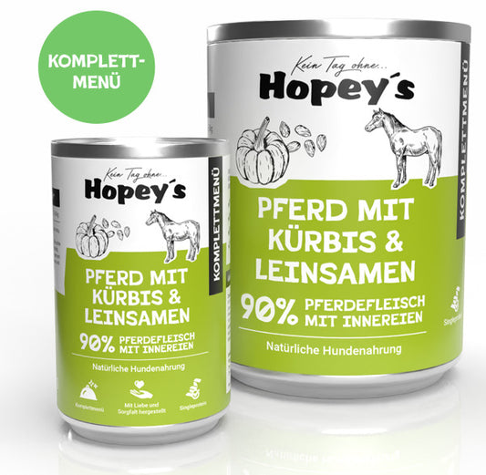 Dose Pferd mit Kürbis & Leinsamen 400g - Hopeyˋs