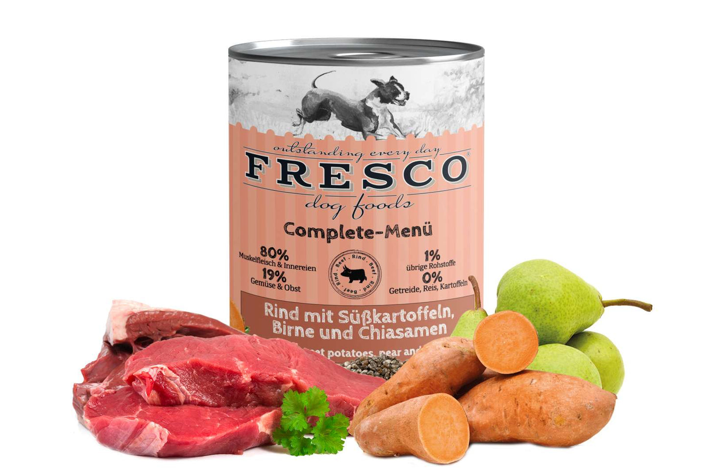 Fresco Complete Menü Rind mit Süßkartoffeln, Birne und Chiasamen Dosen 400g